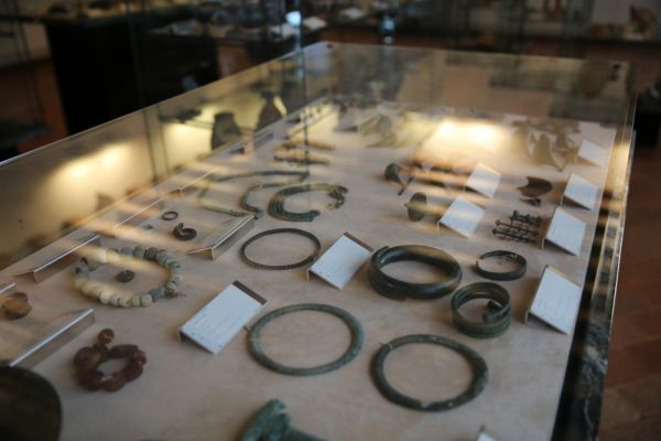 Protohistoric bronzes: armilla (bracelets) and necklaces - Showcase n.5, Archaeological Section, Torcello Museum, Venice