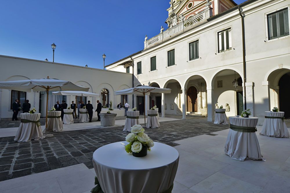Church Cloister - event location, San Servolo Island, Venice Italy 