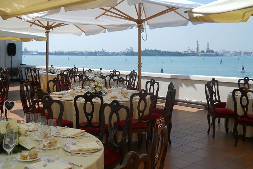 Terrace with a view of Saint Mark's - San Servolo Island, Venice Italy 